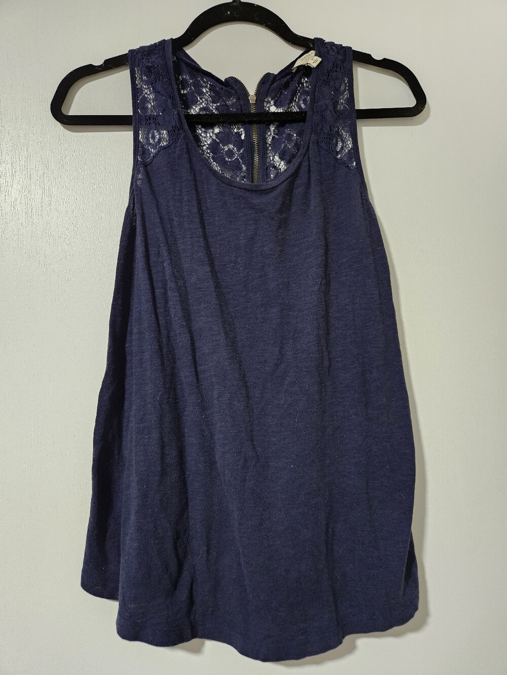 Sonoma Life + Style Navy Blue Tank Top Lace Back Zipper Size M